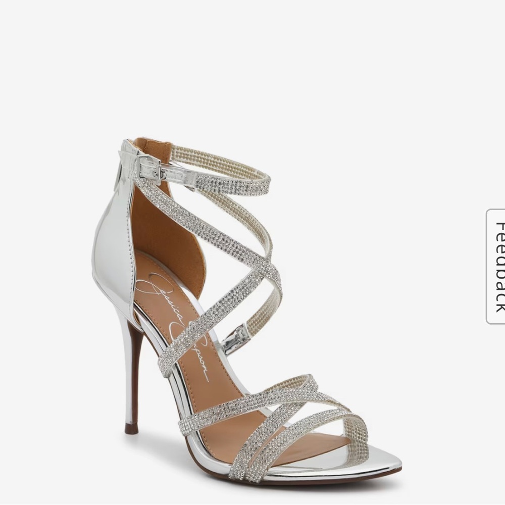 Jessica Simpson Wylanne 5” rhinestone heels clear/silver size 7.5